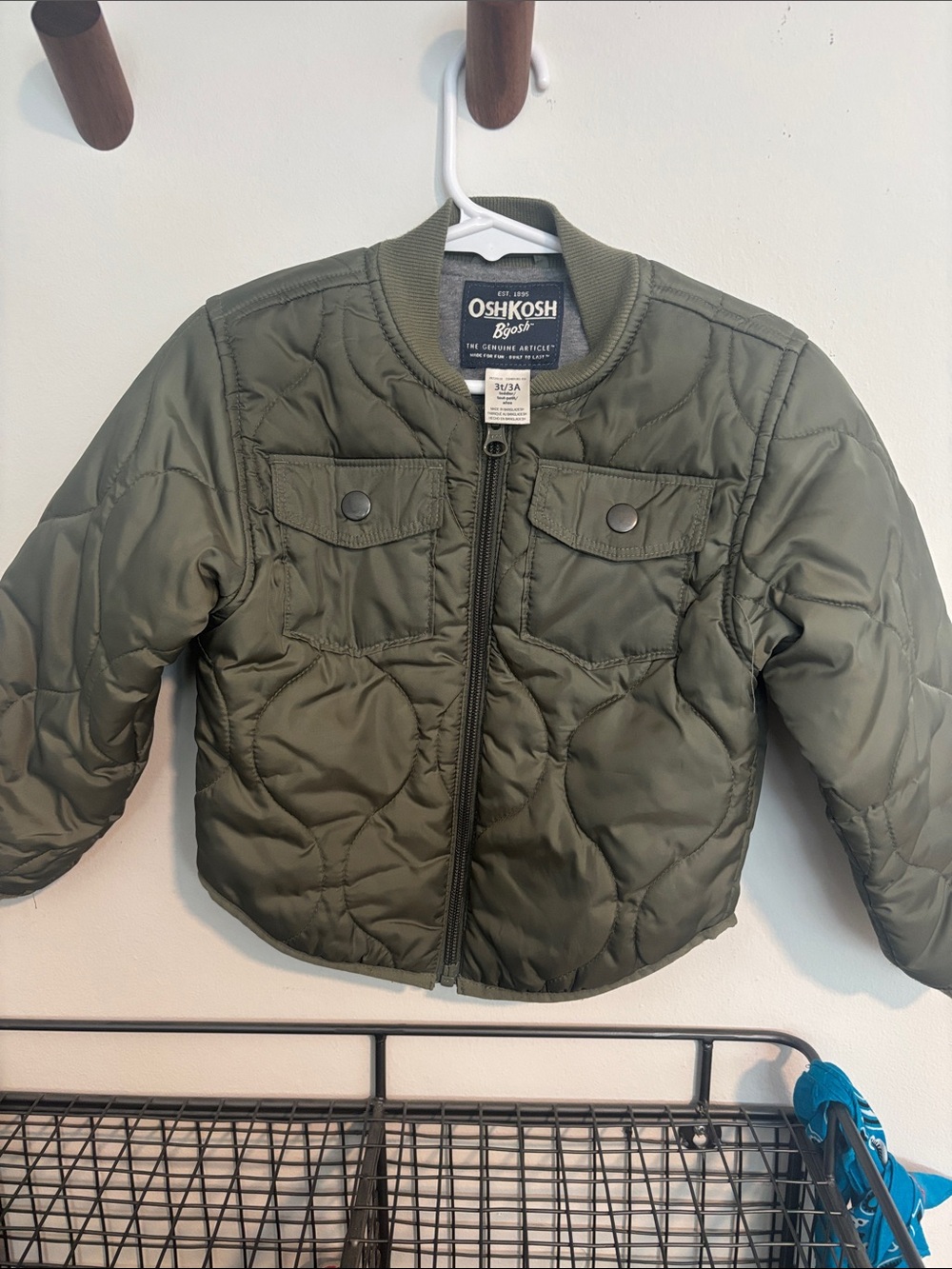OshKosh B'gosh Olive Green Quilted Bomber Jacket